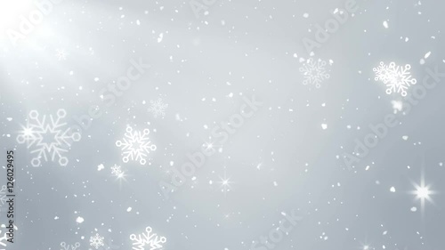 Winter snowflakes Christmas background looped.  Christmas background loop.  Clean Snowflakes and star Christmas background looped.