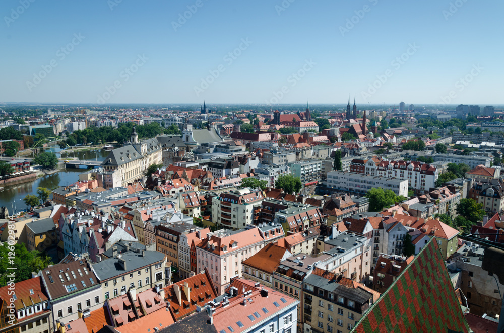 View of the downtown of Wrocław. 