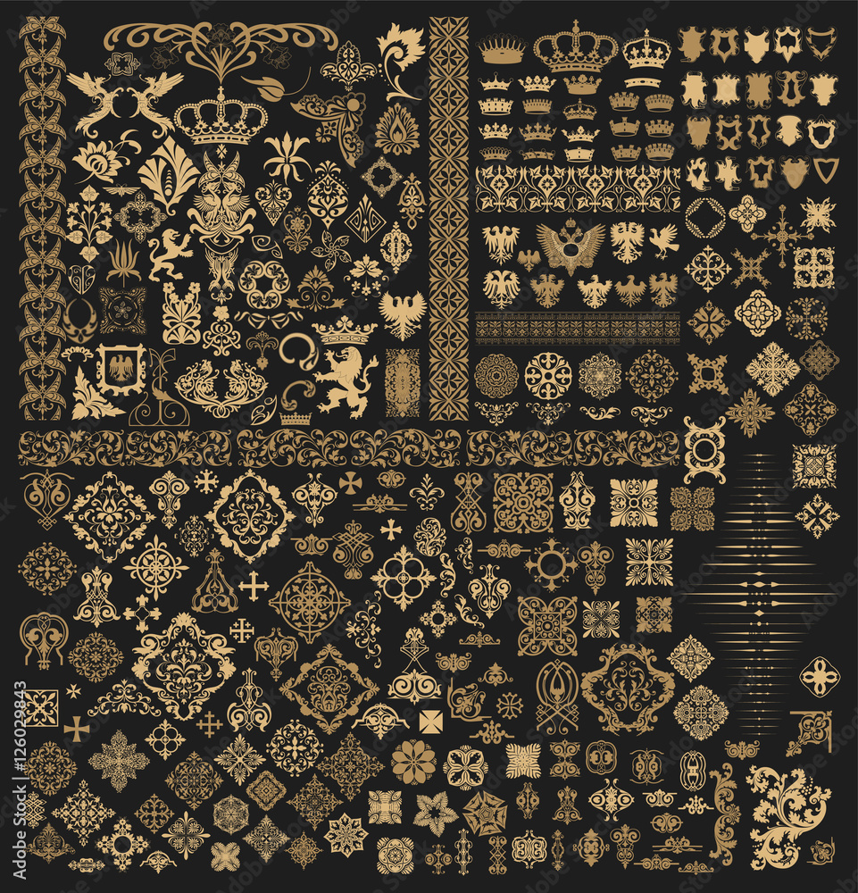 Mega Set Of Baroque Elements Stock Vector Adobe Stock Mega Set Of Baroque Elements Stock Vector Adobe Stock