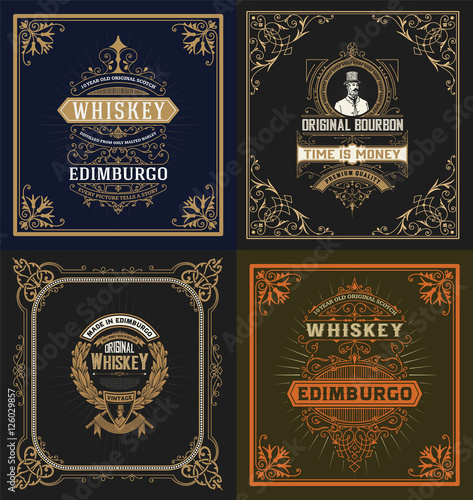 Set of 4 labels. Western style