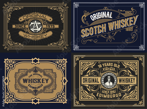 Set Whiskey labes. vector