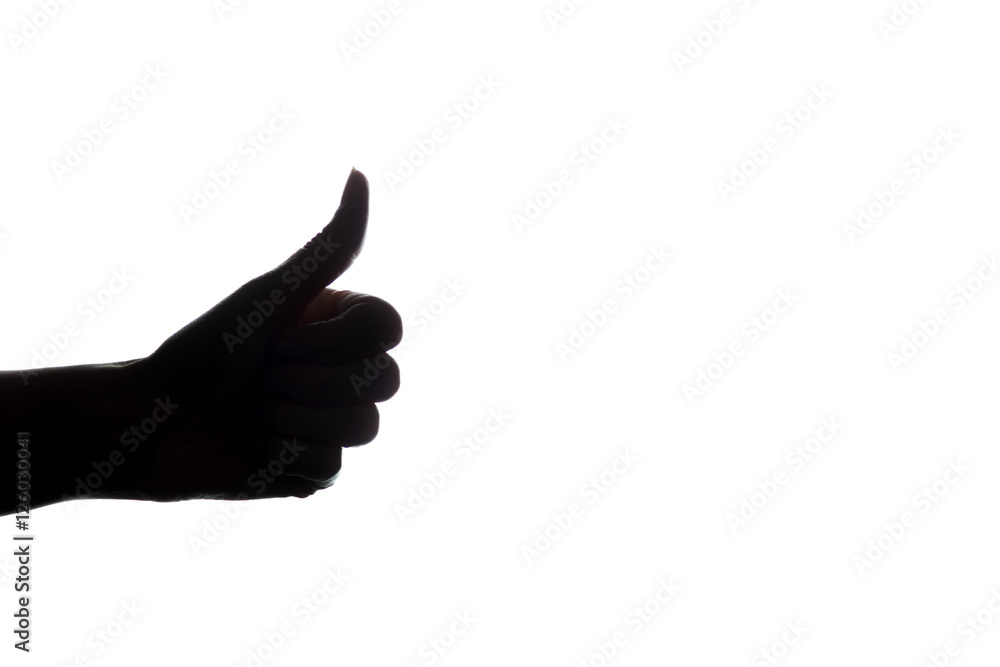 Women hand with a OK sign - silhouette OK sign