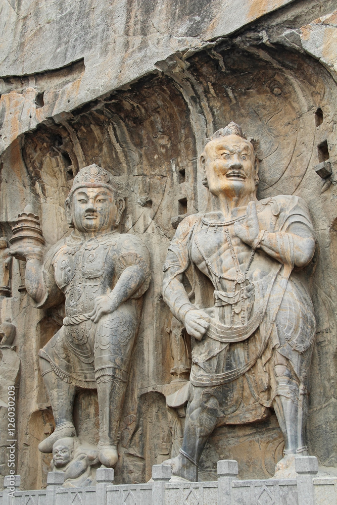 Buddha's statue rock carving in Longmen Grottoes, Luoyang, China