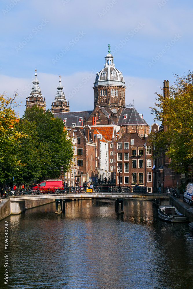 Fototapeta premium The view of Amsterdam old town , Netherlands