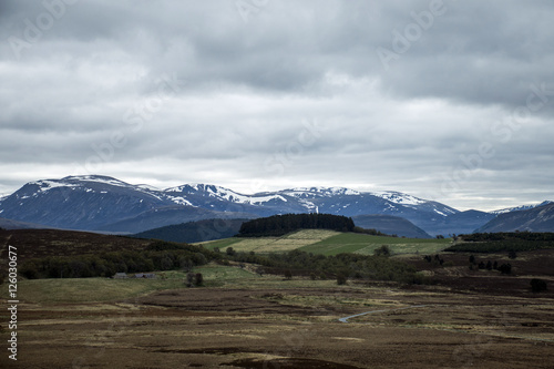 Snow on Highland Mountains in Scotland UK
