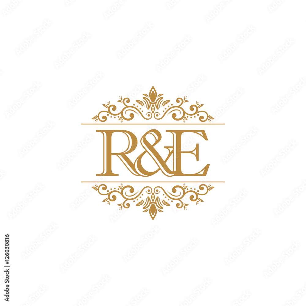 R E Initial Logo Ornament Gold Stock Vector Adobe Stock R E Initial Logo Ornament Gold Stock Vector Adobe Stock