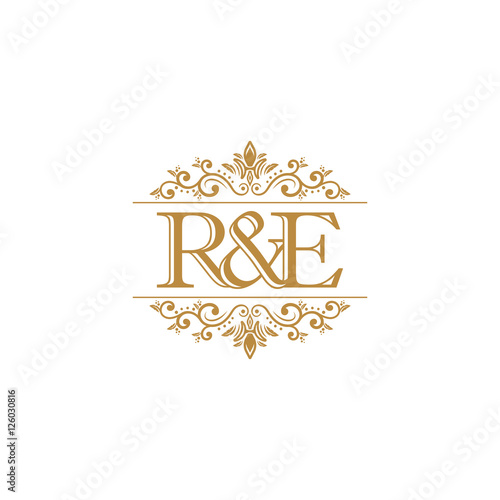 R E Initial Logo Ornament Gold Stock Vector Adobe Stock R E Initial Logo Ornament Gold Stock Vector Adobe Stock