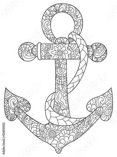 Sea anchor coloring vector for adults