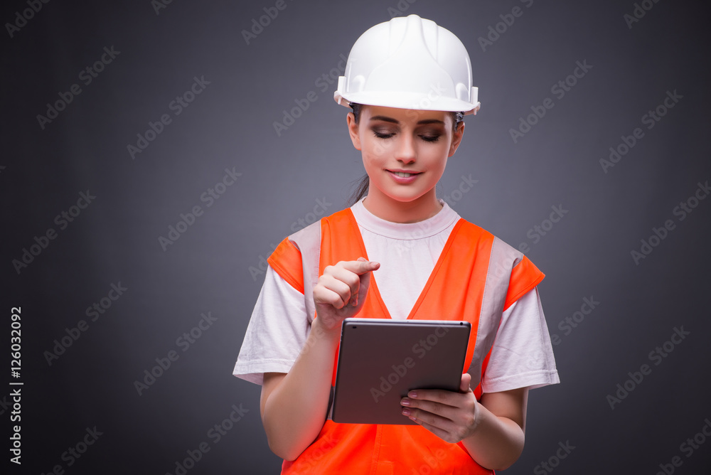Young construction worker with tablet computer Young construction worker with tablet computer