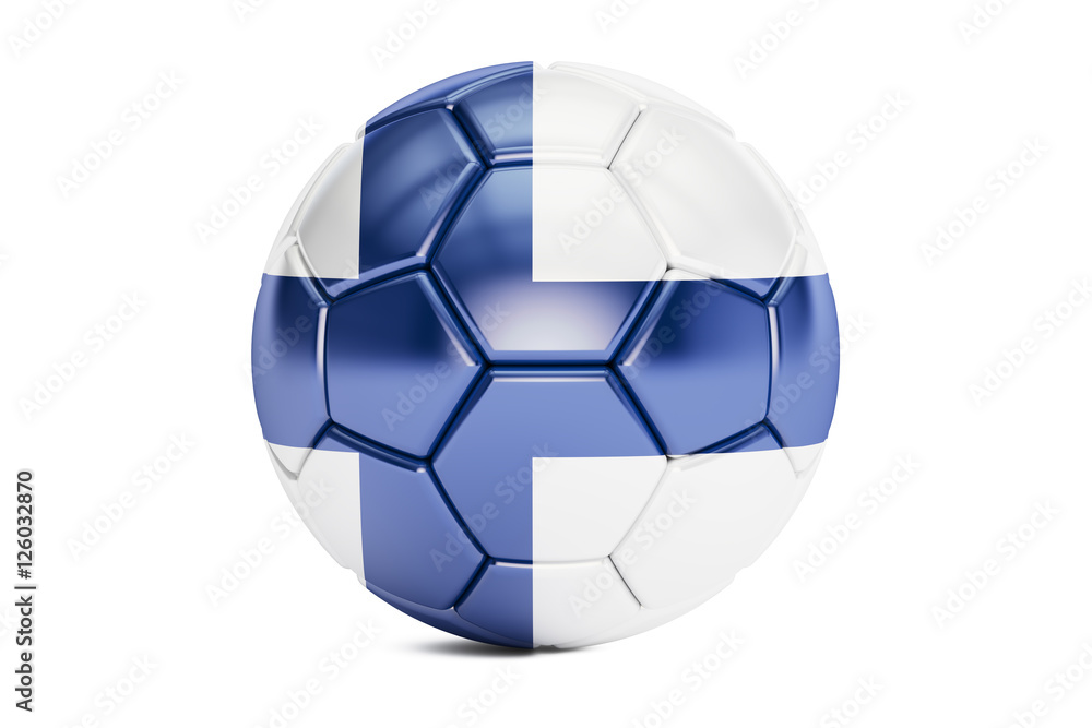 Fototapeta premium soccer ball with flag of Finland, 3D rendering