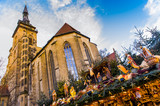 Stuttgarter Weihnachtsmarkt Dekoration vor der Stiftskirche