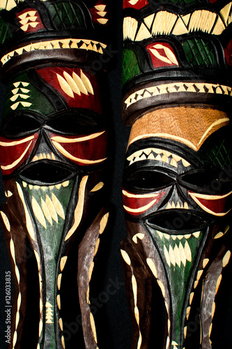 Low Key of hand made wooden mask from Africa made in Swasiland