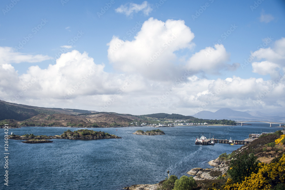 Isle of Sky Scotland UK Panorama View Sea bridge