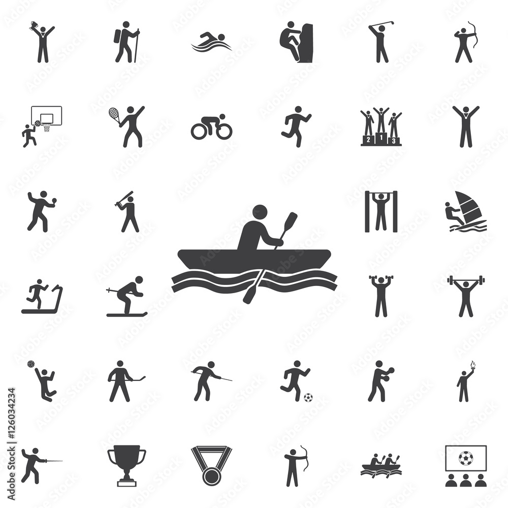 Rowing icon Vector Illustration on the white background. Rowing icon Vector Illustration on the white background.