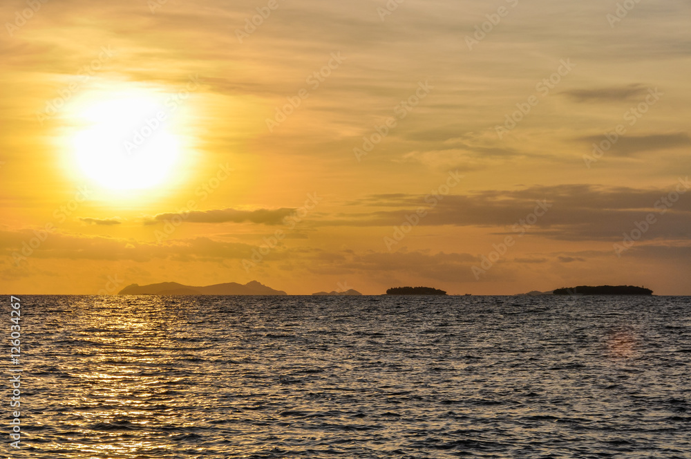 Sunset on Bounty Island in Fiji