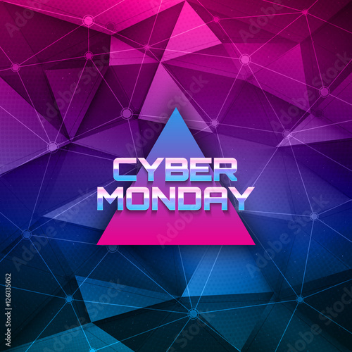Cyber Monday vector background. Sale illustration. Abstract future technology