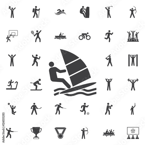 Windsurfing Icon Vector Illustration on the white background.