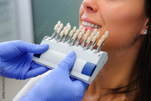 Close up portrait of Young women in dentist chair, Check and sel