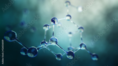 Fotografia 152874 3d illustration of molecule model. Science background wit