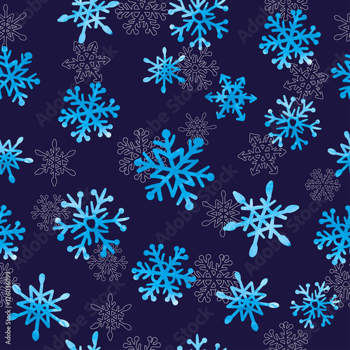 Watercolor snowflakes seaml...