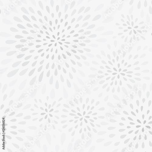 Abstract firework splash dot seamless pattern. Swirl floral petal texture. Spot ornament Monochrome background