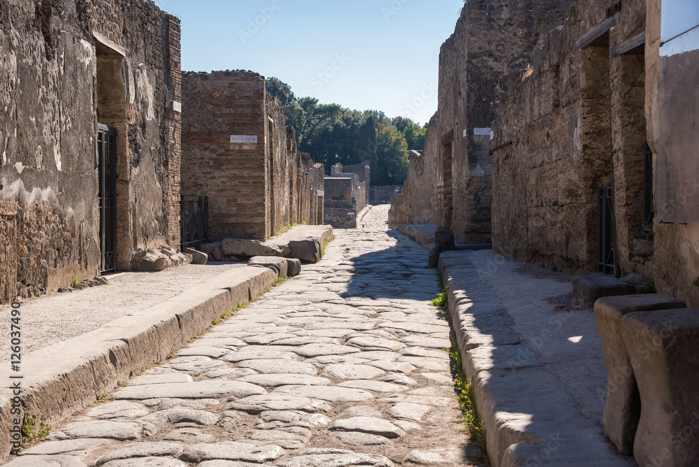 Street in the ancient city of Pompeii, Italy