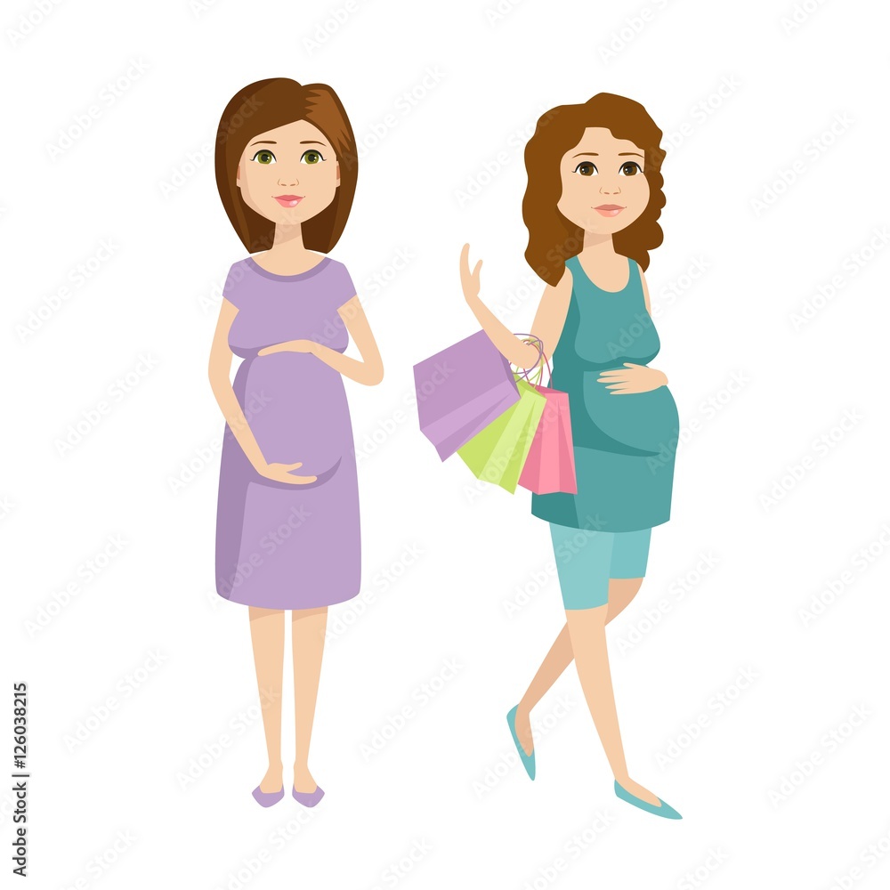 Young pregnant woman character vector