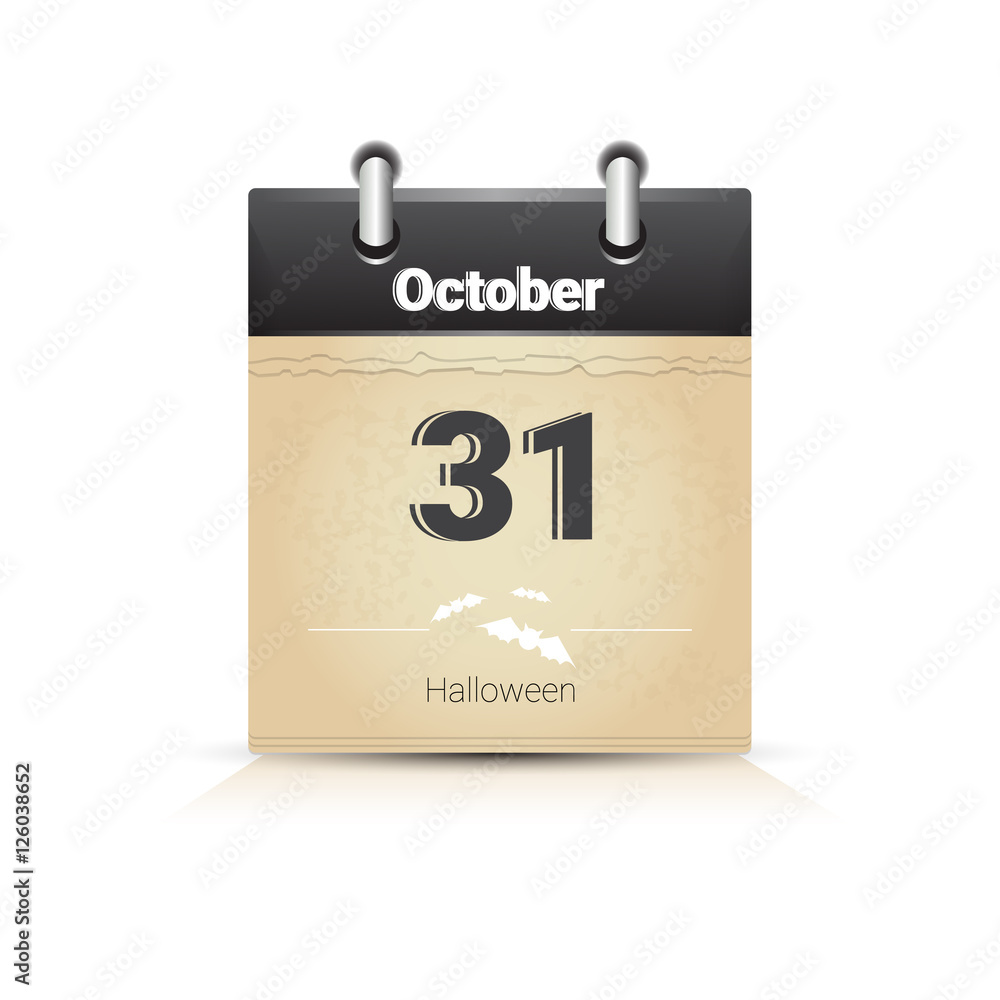 Calendar Data Page Halloween 31 October Flat Vector Illustration Calendar Data Page Halloween 31 October Flat Vector Illustration
