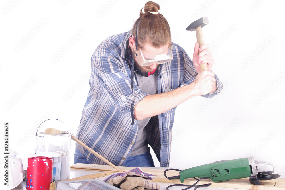 Handwerker mit Werkzeug Stock-Foto | Adobe Stock