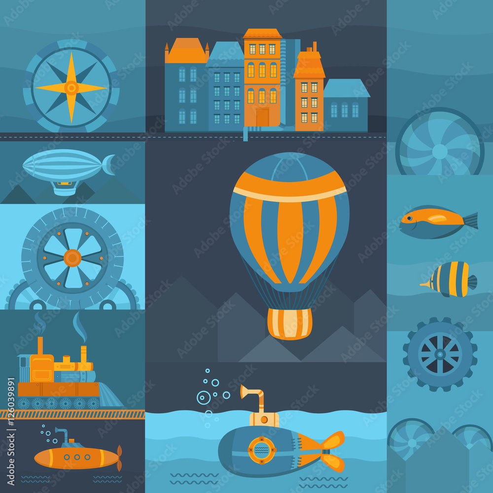 Obraz premium Vector background steampunk