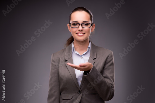Businesswoman holding hands in business concept