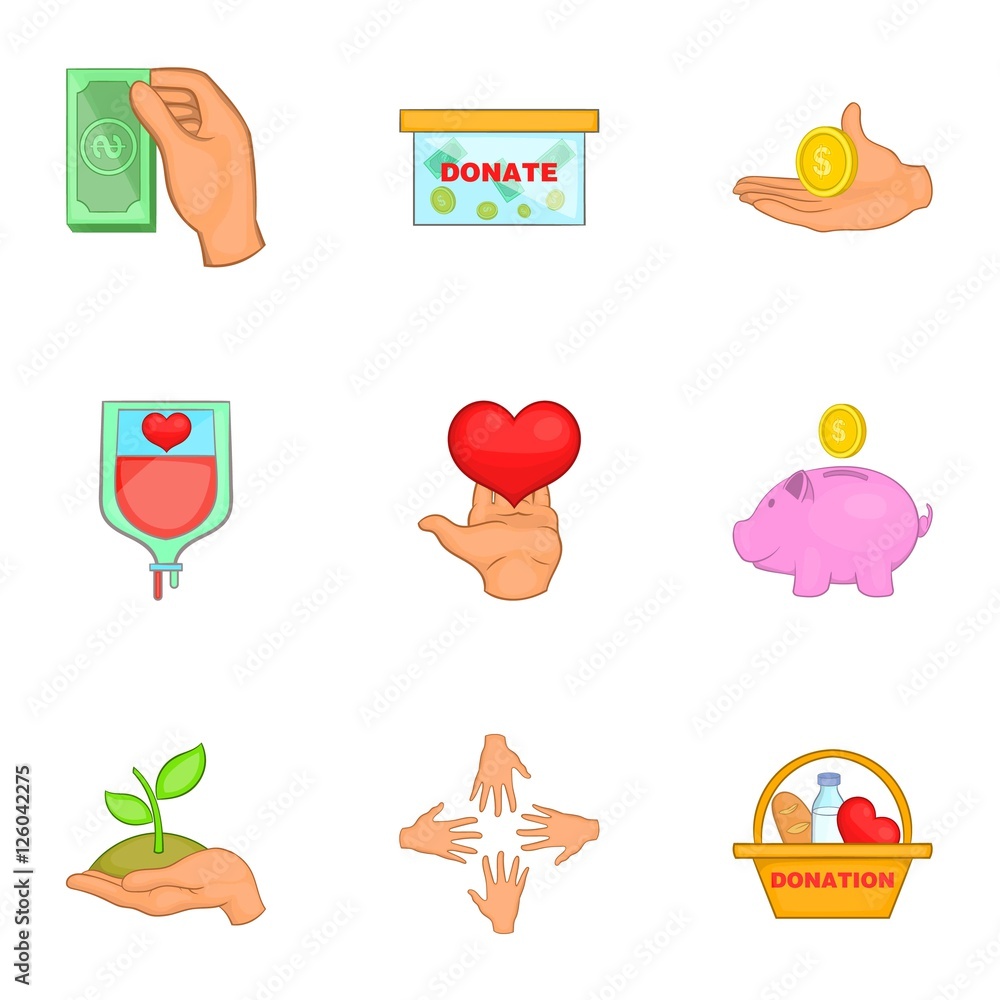 Patronage icons set. Cartoon illustration of 9 patronage vector icons for web