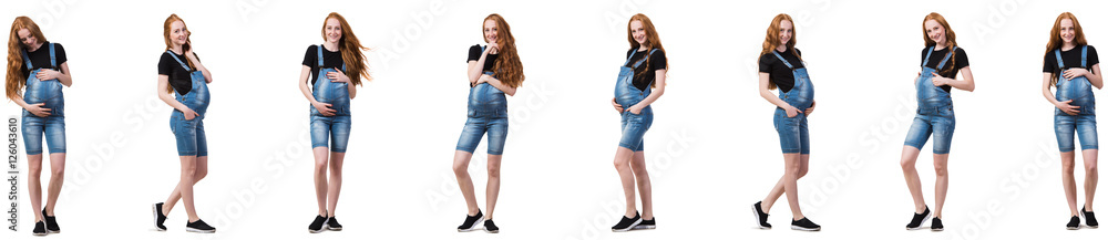 Pregnant woman in composite image isolated on white Pregnant woman in composite image isolated on white