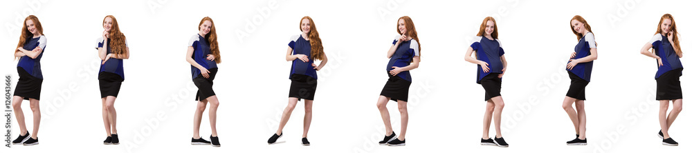 Pregnant woman in composite image isolated on white Pregnant woman in composite image isolated on white
