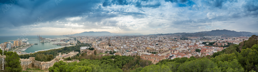 Panorama of Malaga, Southern Spain