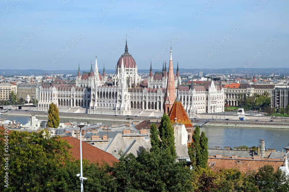 View of the Parliament of Hungary from Buda castle
