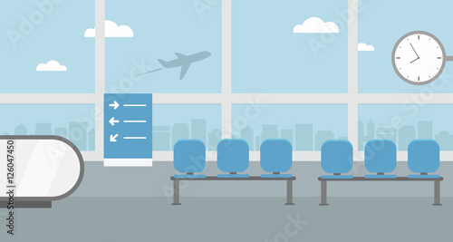 Background of hall at airport terminal. vector