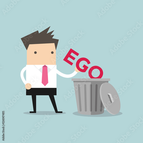 Businessman throw his ego into the trash vector