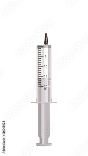 transparent syringe on white