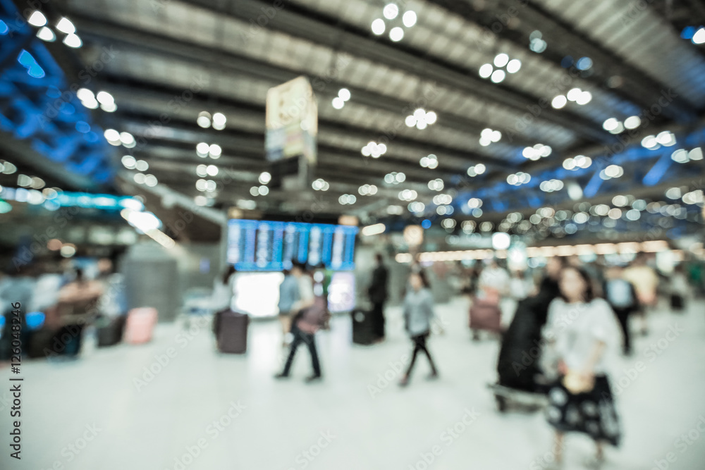 Blurred background : Traveler at airport terminal blur backgroun Stock  Photo | Adobe Stock