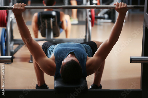 Athletic man training with ...