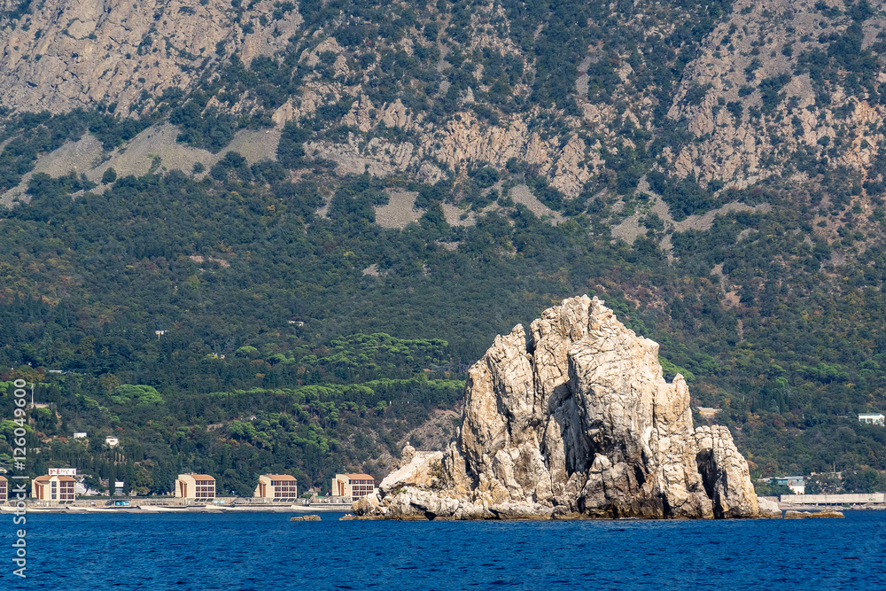 Adalar rock on a background of Ayu-Dag mount