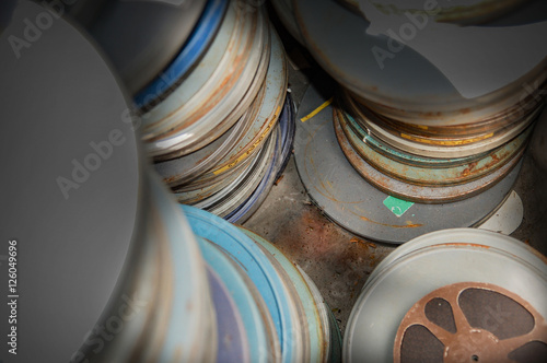 Old Film Cans stacked up