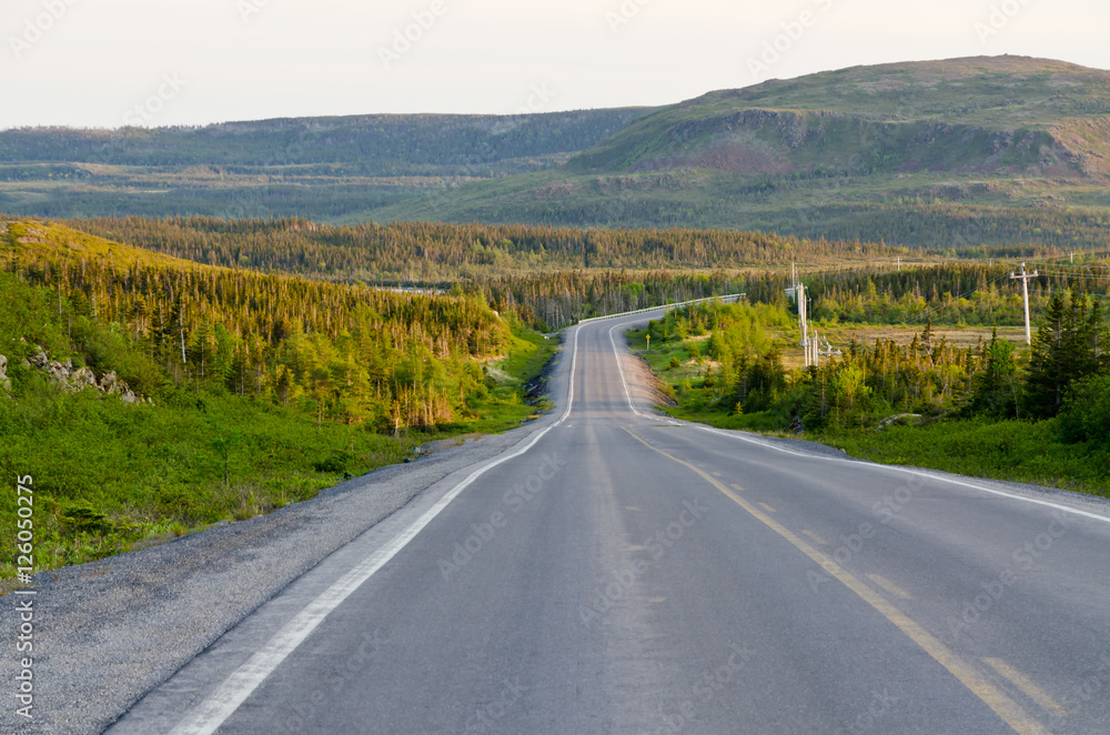 Highway in back country, Newfoundland, Canada