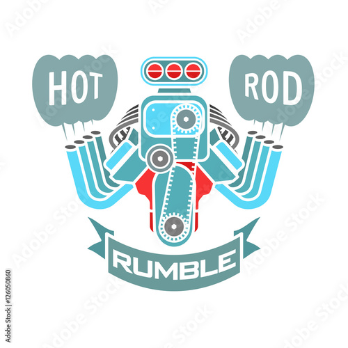 engine hot rod muscle car speedster logo t-shirt poster banner vector