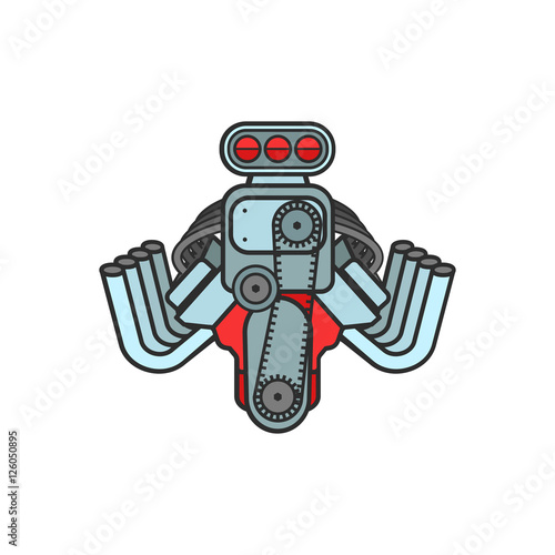 engine hot rod muscle sport car speedster icon vector