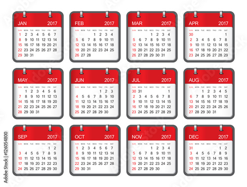 Year 2017 Calendar vector design