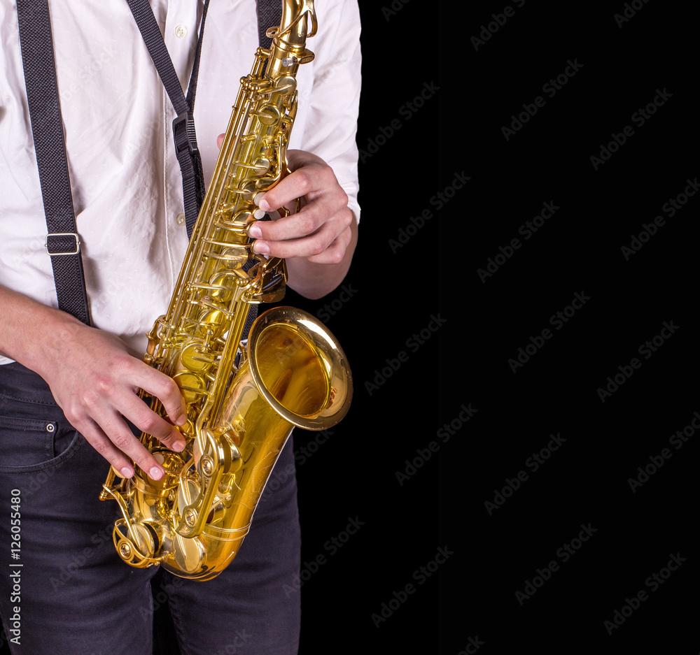 Obraz premium Men playing saxophone.