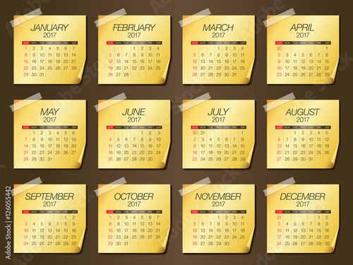 Year 2017 Calendar vector design