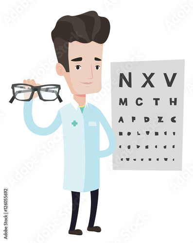 professional ophthalmologist holding eyeglasses